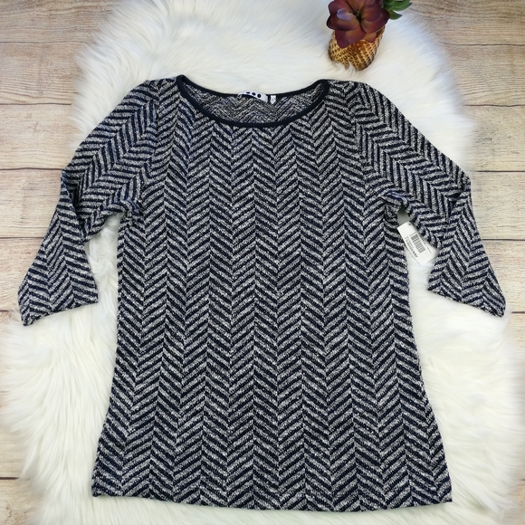 Three Dots Tops - Three Dots 3/4 Sleeve Navy Blue Blouse Size L